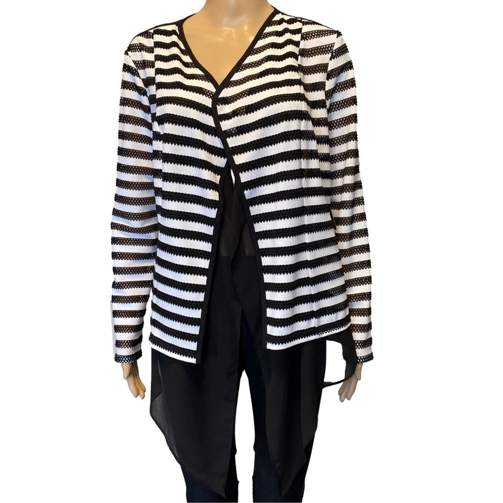 Frank Lyman Design Black and White Striped Blazer Size 8